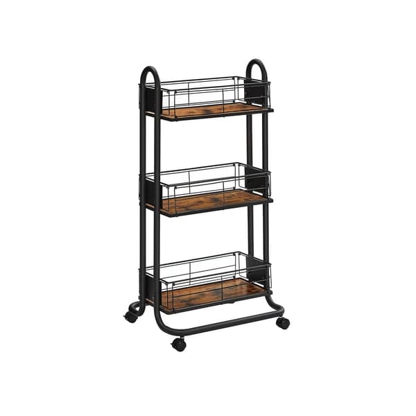 Serveringsvogn 3 niv�er vintage brun-svart
