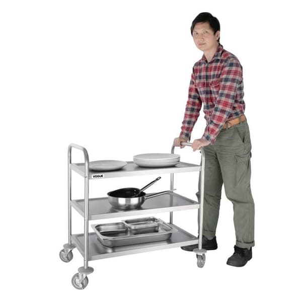 Röjningsvagn i rostfritt stål 3 nivåer 855 x 810 x 455 mm - Vogue