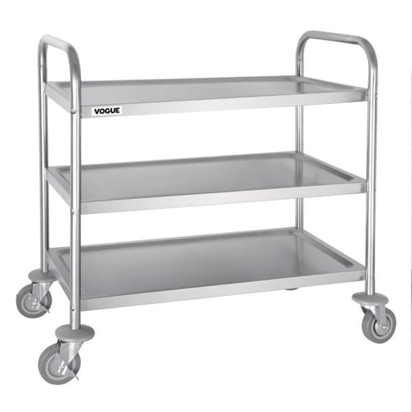 Röjningsvagn i rostfritt stål 3 nivåer 855 x 810 x 455 mm - Vogue