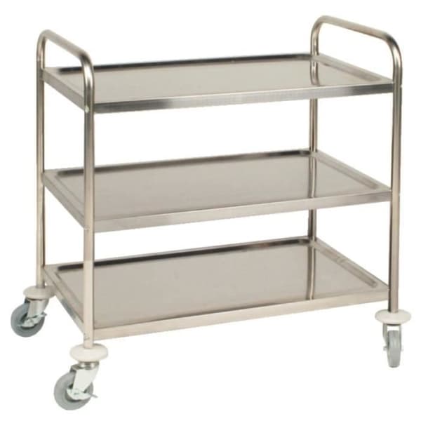 Röjningsvagn i rostfritt stål 3 nivåer 855 x 810 x 455 mm - Vogue
