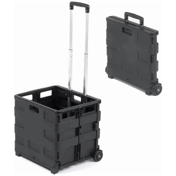 Multifunktionell Campingvagn, Stor Kapacitet 25 kg, Hållbar Plast och Aluminium,svart