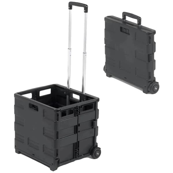 Multifunktionel Campingvogn, Stor Kapacitet 25 kg, Holdbart Plastik og Aluminium,sort