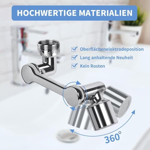 Lollanda 1080° kranförlängare krom, mässingsblandare för tvättställsblandare med 2 flödeslägen Tvättställsspruta för kran