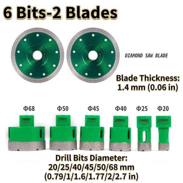 Diamantborrkrona, M14-gänga, Keramisk kakelhålsåg, 5 Bitar Set2