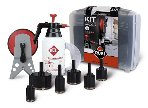 RUBI FORAGRES SET FÖR VÅTBORRNING 20, 28, 35, 43, 50, 65 mm + GUIDE + HYDRONETTE