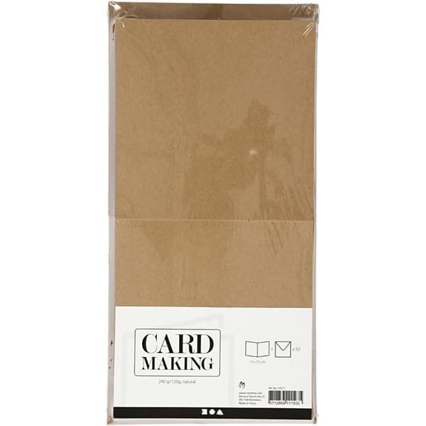 Kort och kuvert Naturfärg 15x15cm 50-pack