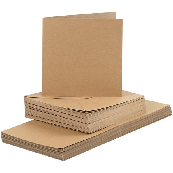 Kort och kuvert Naturfärg 15x15cm 50-pack