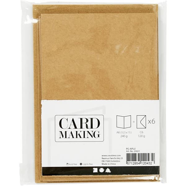 Kort och Kuvert Naturfärg 10,5x15 cm 6-pack
