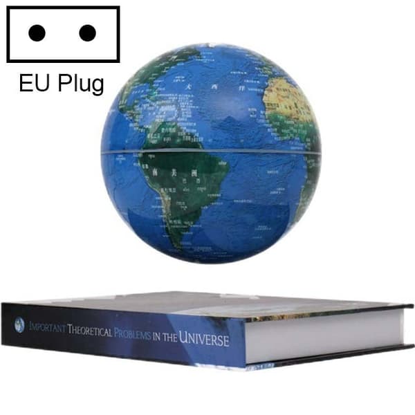6 tommer tosproget mørkeblå hvid lys magnetisk levitationsklode + bogform Base Kontorhåndværk Ornamenter, EU-stik