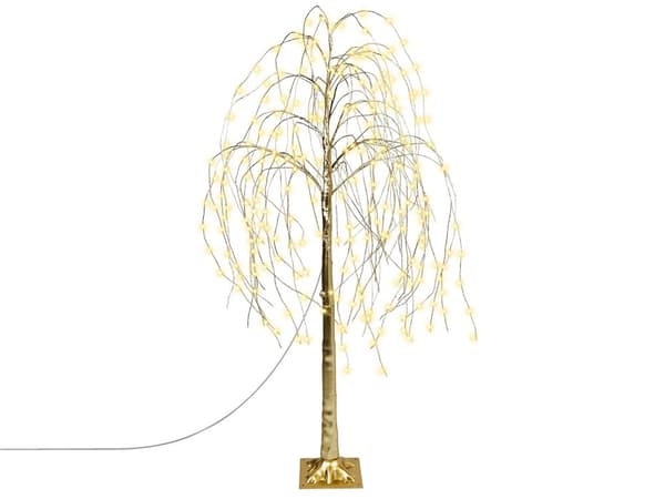 Konstgjord Julgran Guld PE 180 cm Förtänd LED-ljus Utomhus &amp; Inomhus Skandinavisk Stil