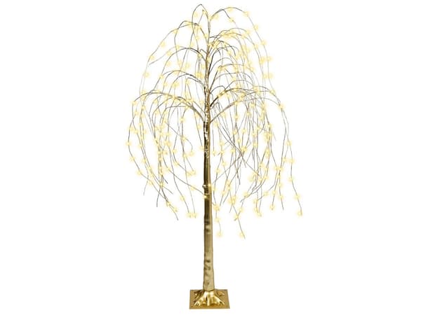 Konstgjord Julgran Guld PE 180 cm Förtänd LED-ljus Utomhus &amp; Inomhus Skandinavisk Stil