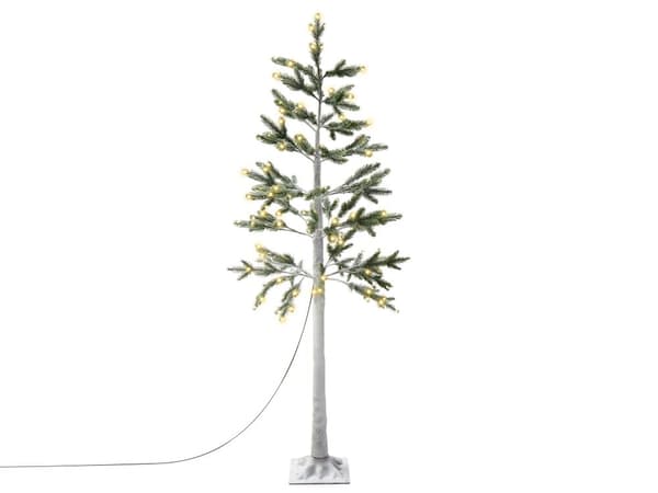Konstgjord julgran Vit PE 180 cm Förtänd LED-Ljus Utomhus &amp; Inomhus Snöklädd Skandinavisk Stil Uteplats Trädgård