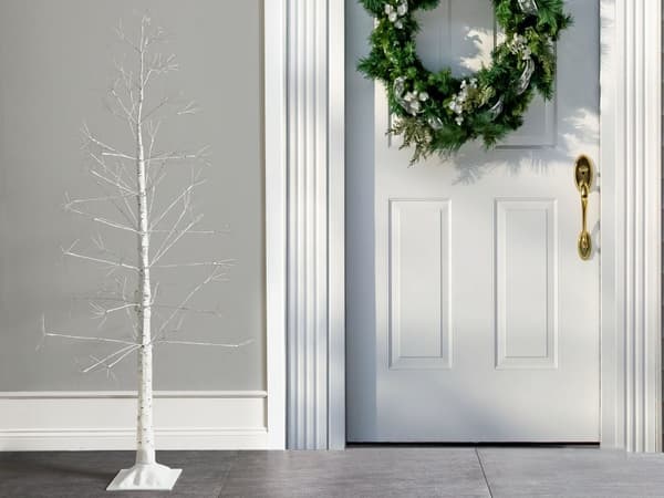 Konstgjord julgran Vit PE 180 cm Förtänd LED-ljus Utomhus & Inomhus Skandinavisk Stil
