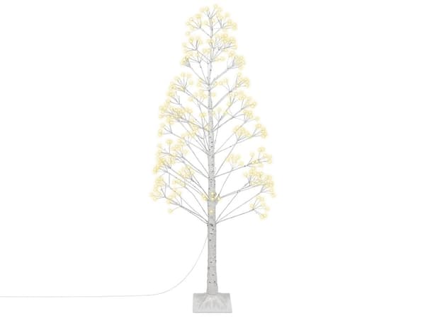 Konstgjord julgran Vit PE 180 cm Förtänd LED-ljus Utomhus & Inomhus Skandinavisk Stil
