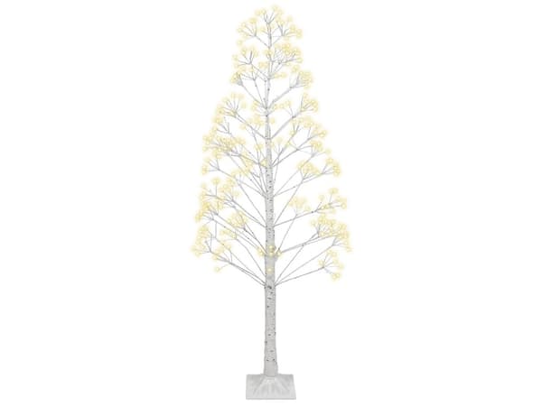 Konstgjord julgran Vit PE 180 cm Förtänd LED-ljus Utomhus & Inomhus Skandinavisk Stil