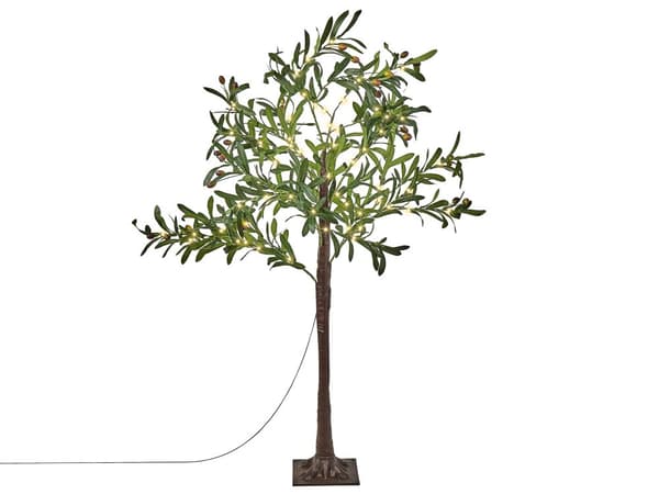 Konstgjort Ljusträd Grön PVC 120 cm Olivträd LED-lampor Utomhus Inomhus Medelhavsstil