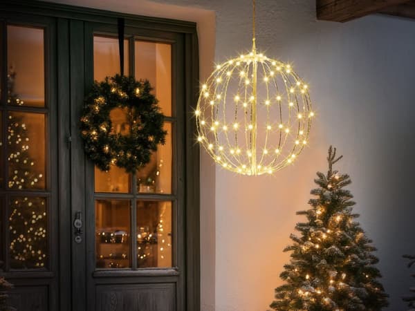 Juldekoration LED Trädgård Utomhus Hängande Dekoration Silver Metallram Inomhus Utomhus
