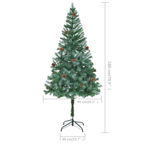 vidaXL kunstigt juletræ med grankogler 180 cm