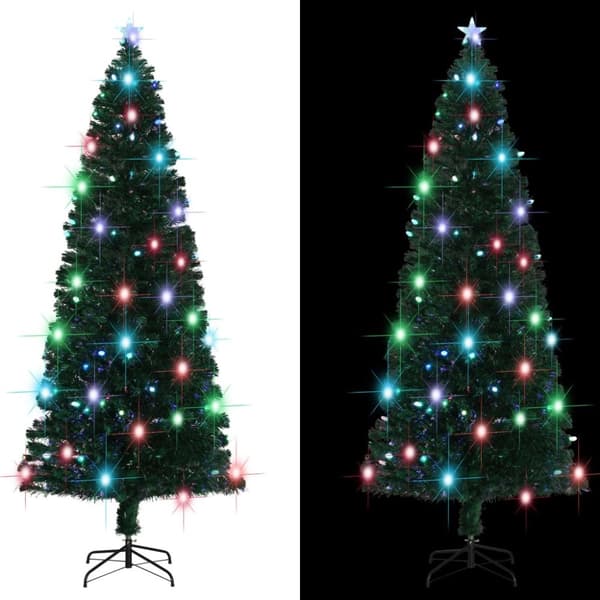 vidaXL Belyst plastgran med fot 240 cm fiberoptik