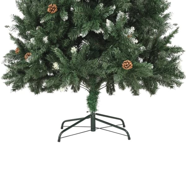 vidaXL Kunstig juletre med furukongler og hvitt glitter 210 cm