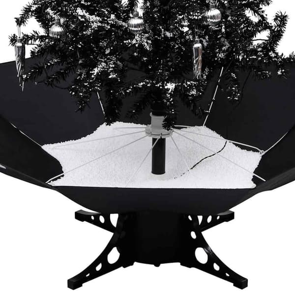 vidaXL Julgran med snö och paraplybas svart 170 cm PVC