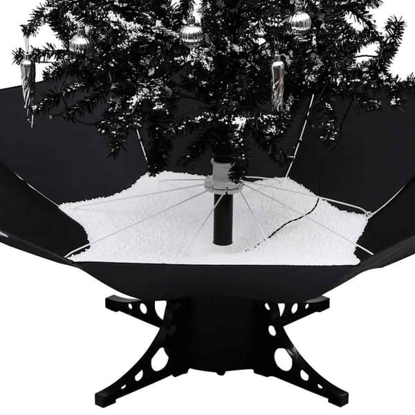 vidaXL Julgran med snö och paraplybas svart 140 cm PVC