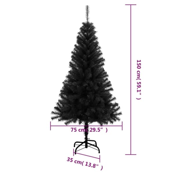 vidaXL Plastgran med fot svart 150 cm PVC