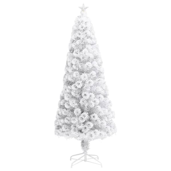 vidaXL kunstigt juletræ med lys 240 cm fiberoptisk hvid
