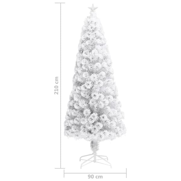 vidaXL Belyst plastgran vit 210 cm fiberoptik