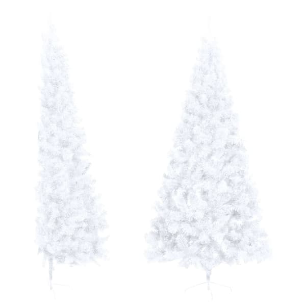 vidaXL Halv plastgran med fot vit 210 cm PVC