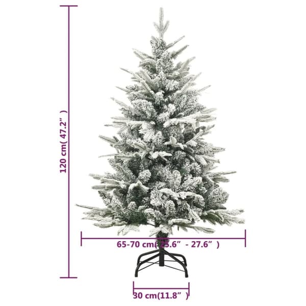 vidaXL Tekojoulukuusi lumihuurteella vihreä 120 cm PVC ja PE
