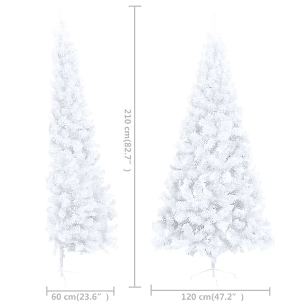 vidaXL Tekojoulukuusen puolikas jalustalla valkoinen 210 cm PVC