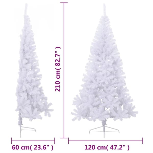 vidaXL Tekojoulukuusen puolikas jalustalla valkoinen 210 cm PVC