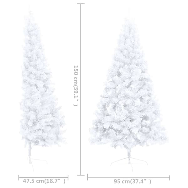 vidaXL kunstigt halvt juletræ med juletræsfod 150 cm PVC hvid