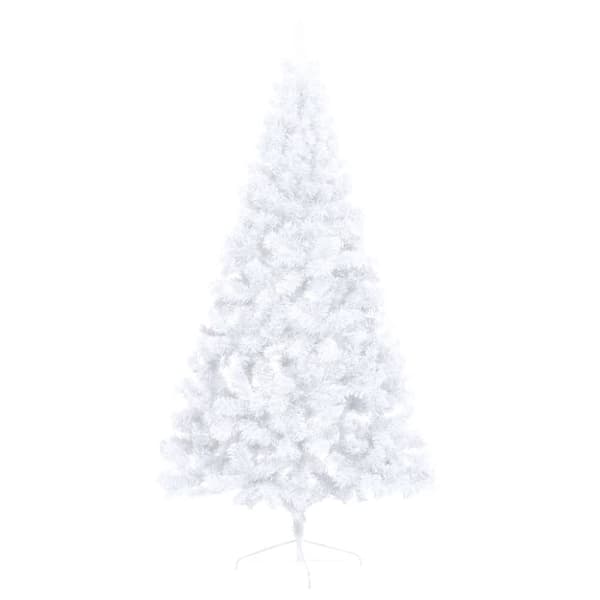vidaXL kunstigt halvt juletræ med juletræsfod 150 cm PVC hvid