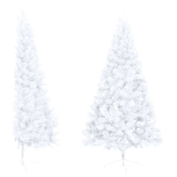 vidaXL kunstigt halvt juletræ med juletræsfod 150 cm PVC hvid