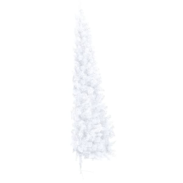 vidaXL Halv plastgran med fot vit 240 cm PVC