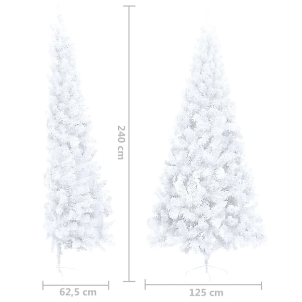 vidaXL Halv plastgran med fot vit 240 cm PVC