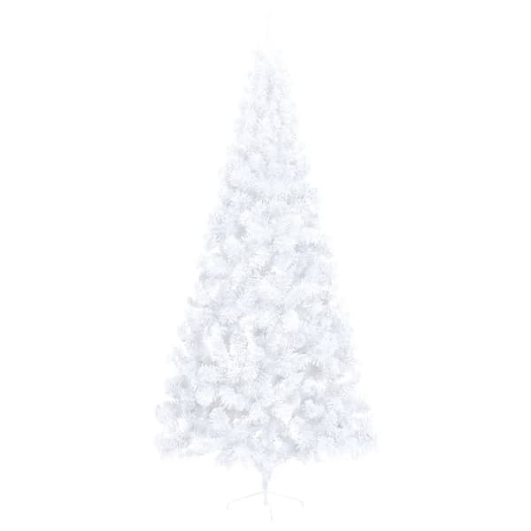 vidaXL Halv plastgran med fot vit 240 cm PVC