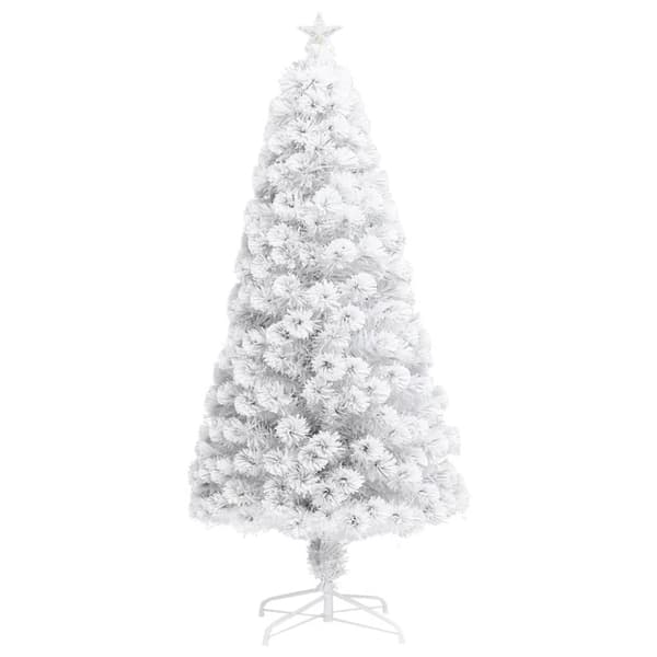 vidaXL Belyst plastgran vit 120 cm fiberoptik