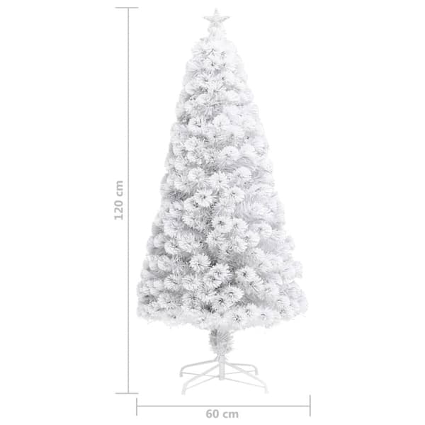 vidaXL Belyst plastgran vit 120 cm fiberoptik