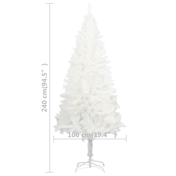 vidaXL Belyst plastgran med kulor vit 240 cm
