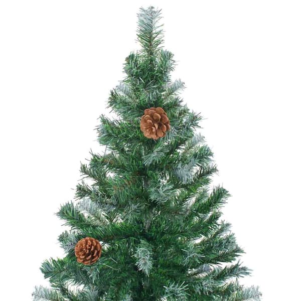 vidaXL Forhåndsbelyst kunstig juletre med kulesett og kongler 180 cm