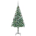 Miniatyrbilde 1 av 11: vidaXL Forhåndsbelyst kunstig juletre med kulesett og kongler 180 cm