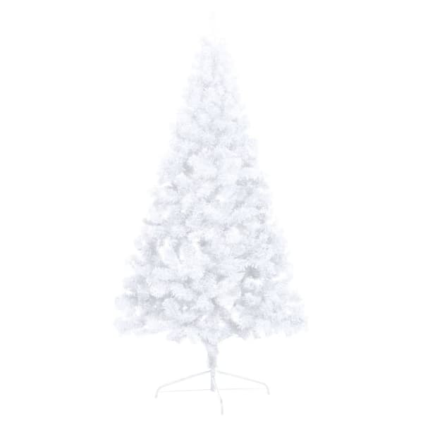vidaXL Tekojoulukuusi puolikas palloilla esivalaistu valk. 180 cm PVC