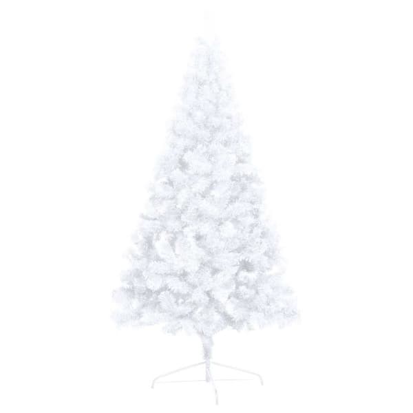 vidaXL Tekojoulukuusi puolikas palloilla esivalaistu valk. 240 cm PVC
