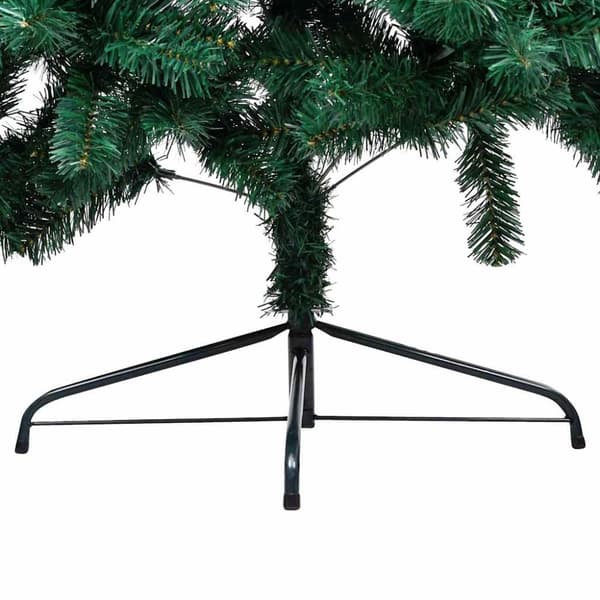 vidaXL Belyst halv plastgran med kulor grön 120 cm