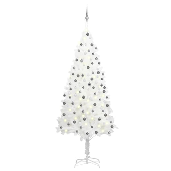 vidaXL Tekojoulukuusi palloilla esivalaistu valkoinen 210 cm PVC