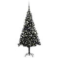 Miniatyrbild 1 av 11: vidaXL Belyst plastgran med kulor svart 240 cm PVC