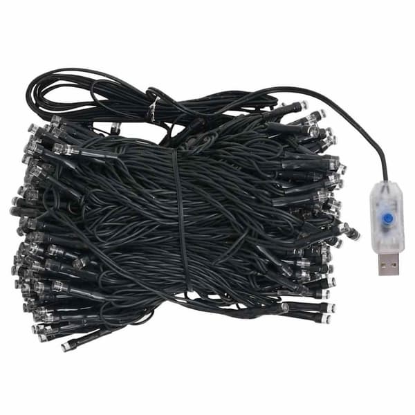 vidaXL Belyst plastgran med kulor 150 cm 380 grenar
